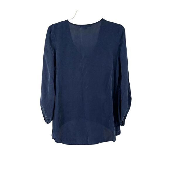 Young Fabulous & Broke Blouse Blue Silky Balloon Sleeve V Neck Womens Size S Top - Picture 4 of 9